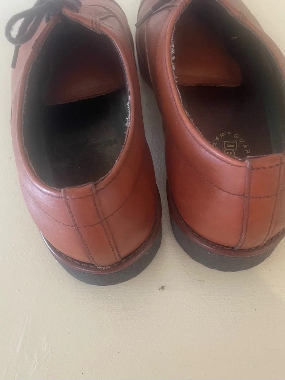 Dexter Brown Leather Oxford Shoes lace Up Rubber Soles Waterproof 12M USA Vtg